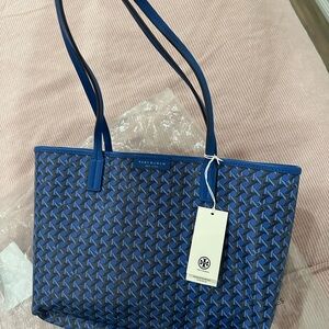 Tory Burch Patterned Blue Tote
